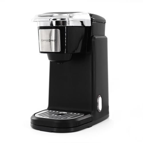 Cafetera para Cápsula Individual CoffeePro, Negro con Acero Inoxidable